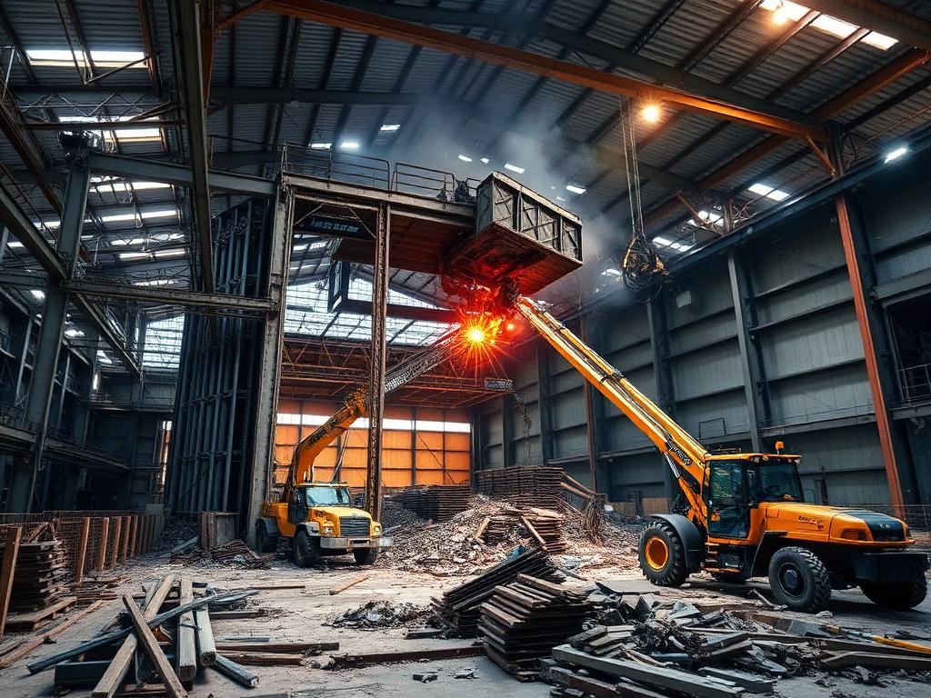 Desmantelamiento de una nave industrial con estructura metálica
